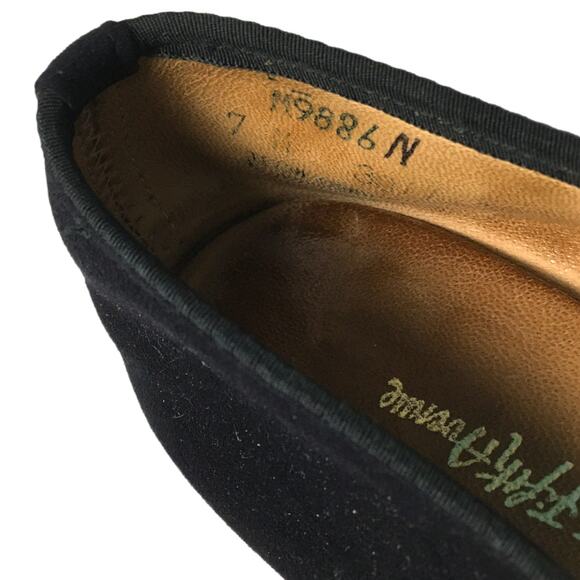 Saks Fifth Avenue Flats Gem Embellished Black Velvet Round Toe Slip On Loafer 7 - Picture 7 of 13